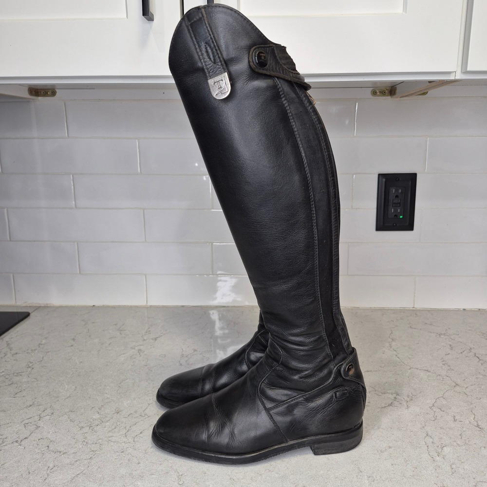 Tucci Tall Riding Boots Equestrian Leather 37 XE Black